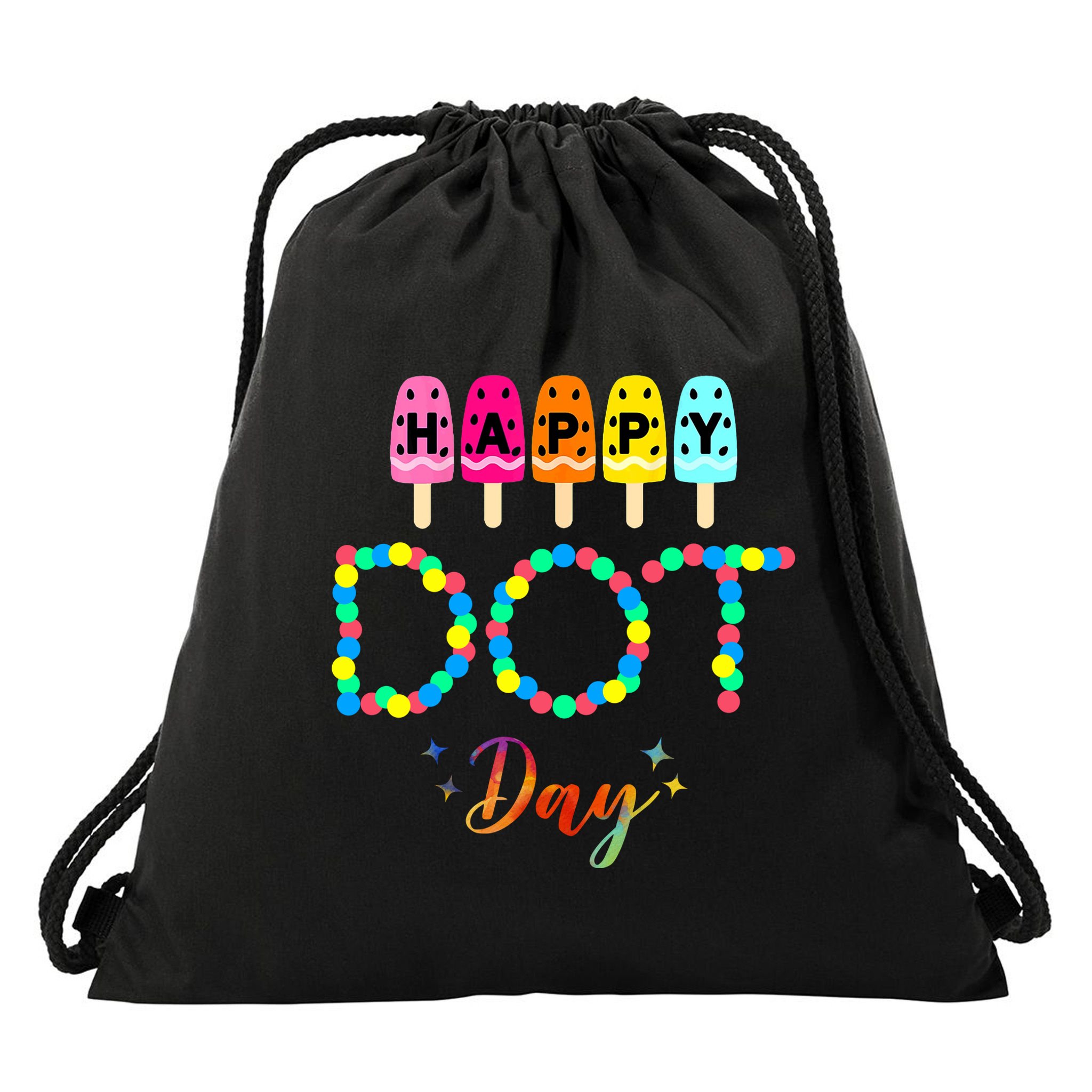 Happy Dot Day Colorful Drawstring Bag