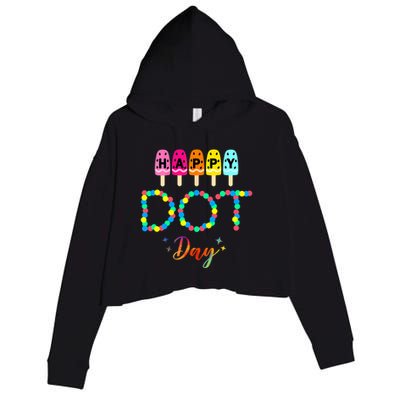 Happy Dot Day Colorful Crop Fleece Hoodie