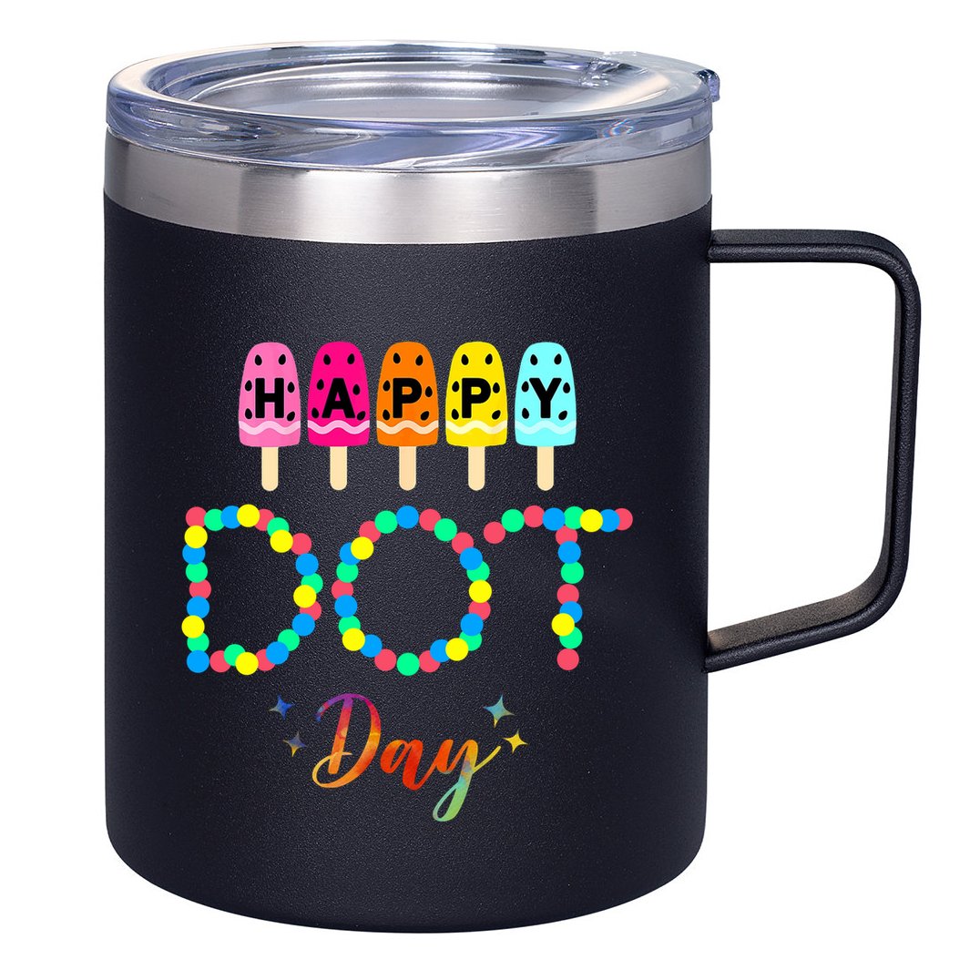 Happy Dot Day Colorful 12oz Stainless Steel Coffee Mug