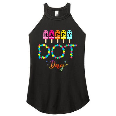 Happy Dot Day Colorful Women's Perfect Tri Rocker Tank