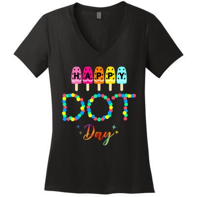 Happy Dot Day Colorful Women's V-Neck T-Shirt