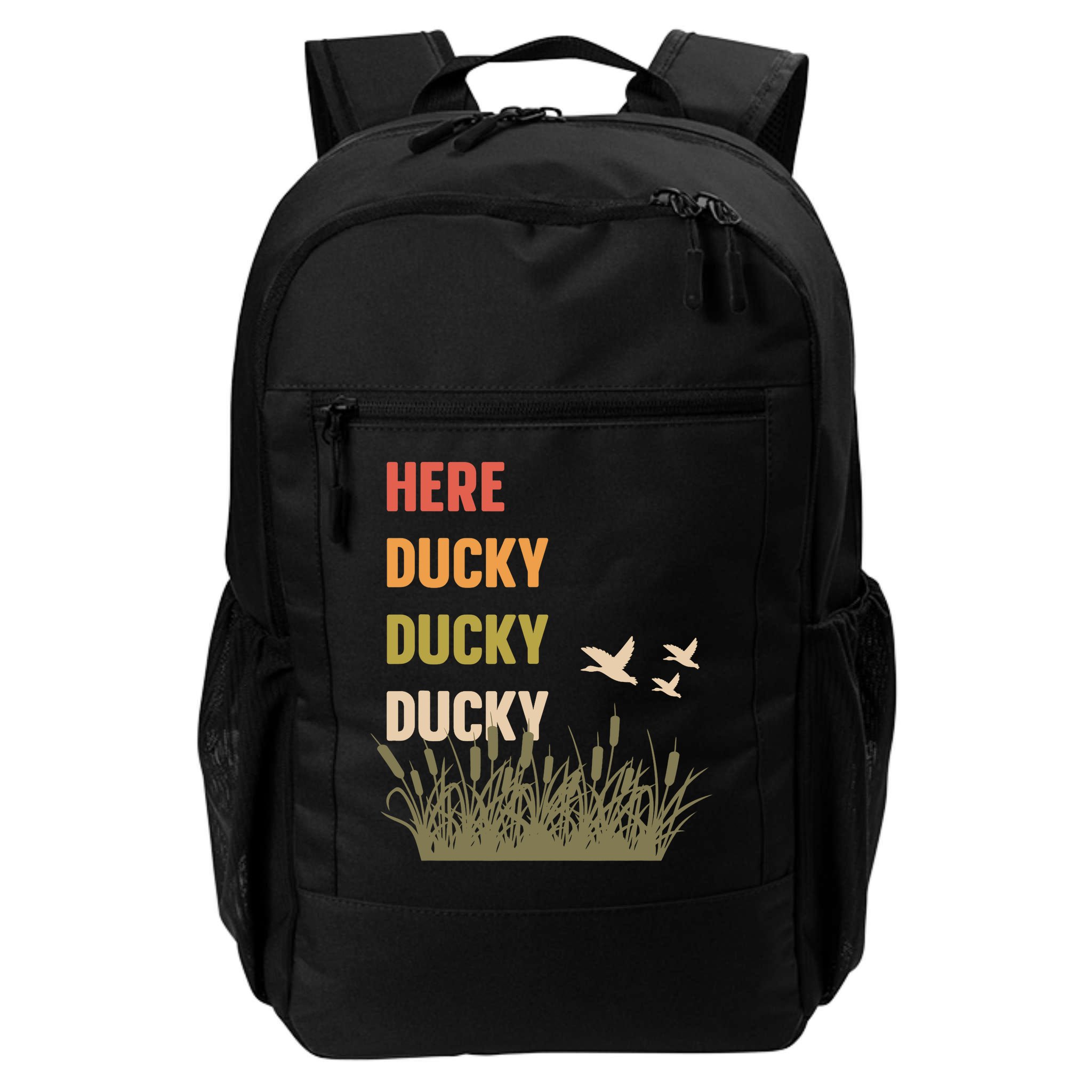 Here Ducky Ducky Ducky Funny Duck Call For Duck Hunters Backpack