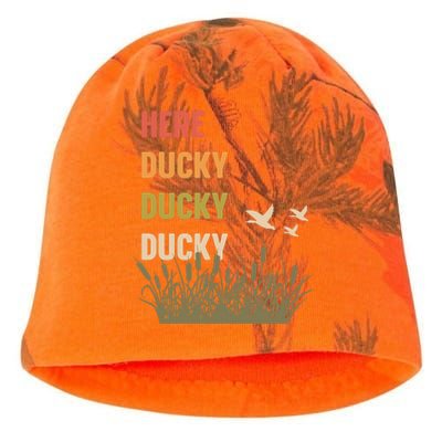 Here Ducky Ducky Ducky Funny Duck Call For Duck Hunters Kati - Camo Knit Beanie