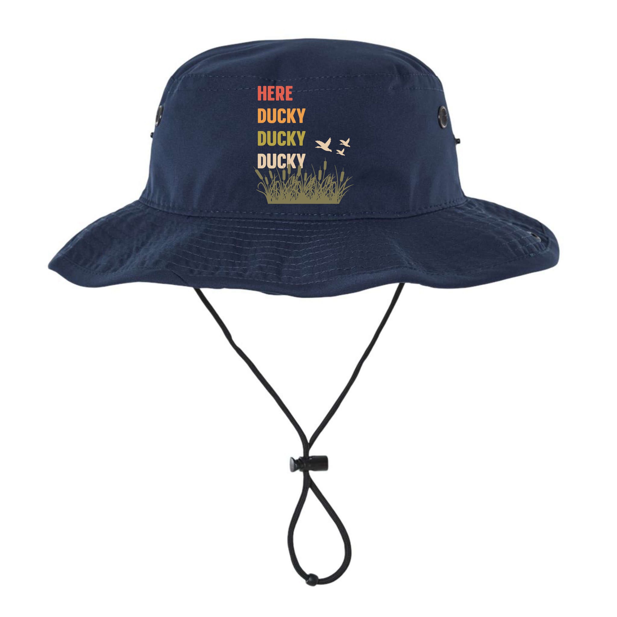Here Ducky Ducky Ducky Funny Duck Call For Duck Hunters Bucket Hat
