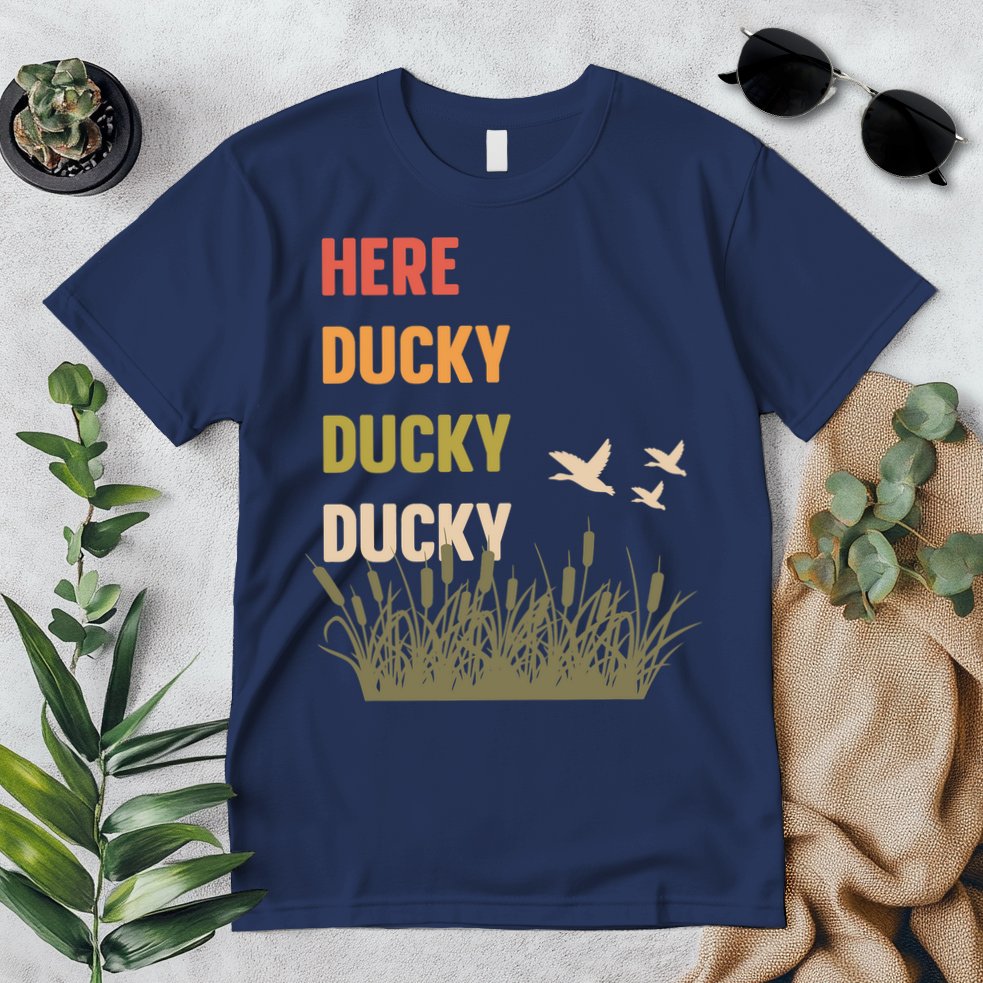 Here Ducky Ducky Ducky Funny Duck Call For Duck Hunters Premium T-Shirt