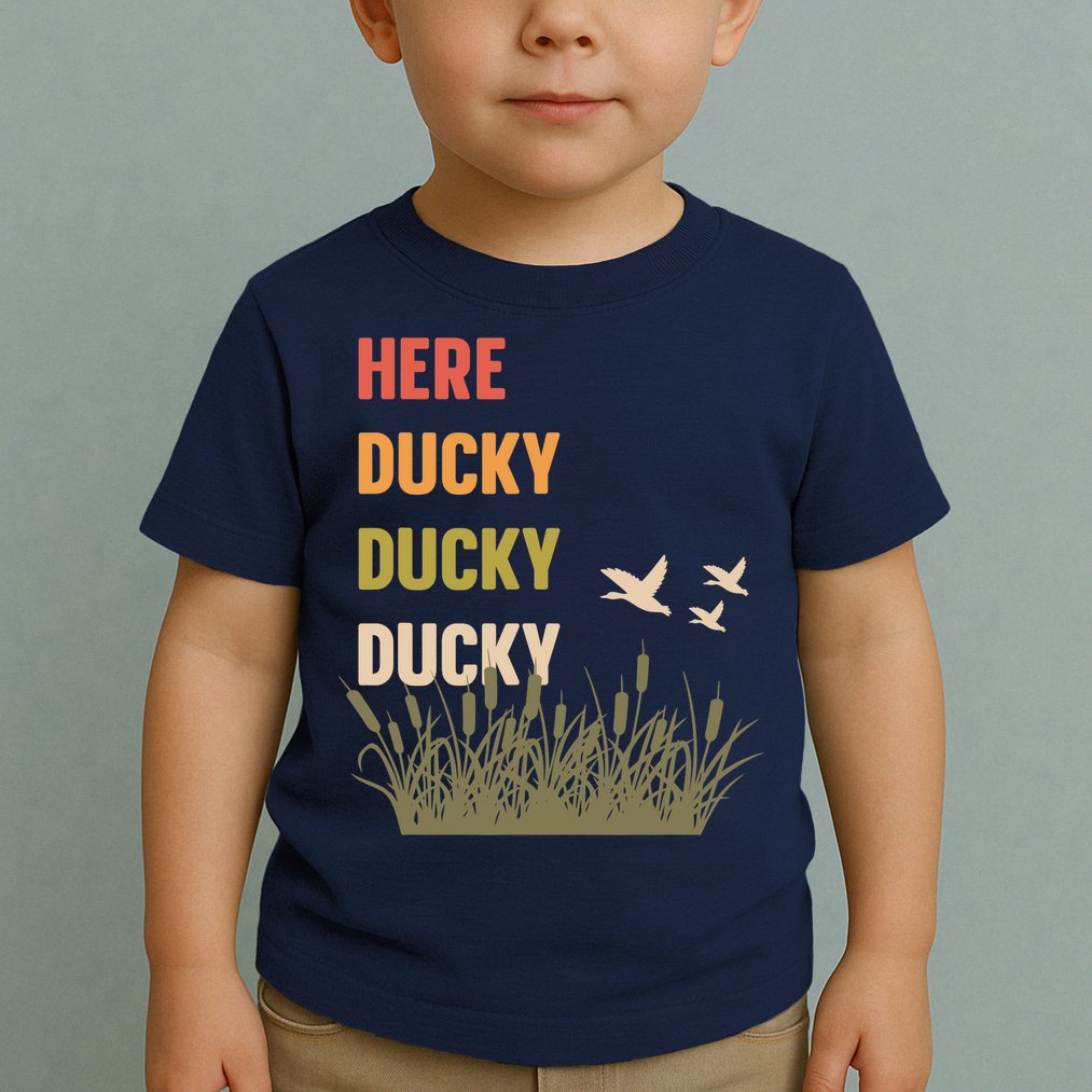 Here Ducky Ducky Ducky Funny Duck Call For Duck Hunters Toddler T-Shirt