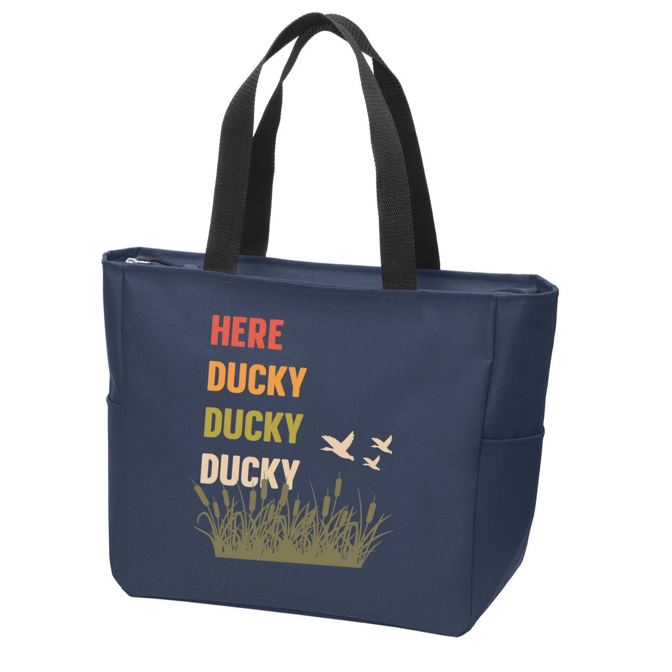 Here Ducky Ducky Ducky Funny Duck Call For Duck Hunters Zip Tote Bag