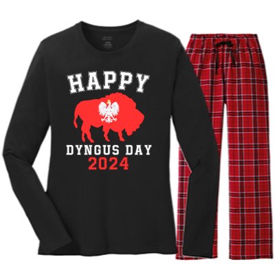 Happy Dyngus Day 2024 Polska Polish White Eagle Dyngus Day Women's Long Sleeve Flannel Pajama Set 