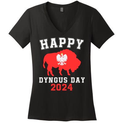 Happy Dyngus Day 2024 Polska Polish White Eagle Dyngus Day Women's V-Neck T-Shirt