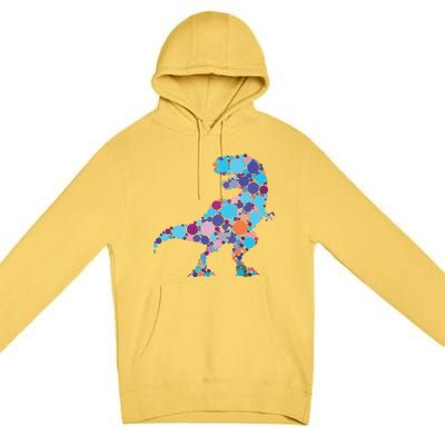 Happy Dot Day Colorful Polka Dot Dinosaur Trex Premium Pullover Hoodie