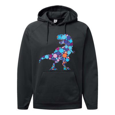 Happy Dot Day Colorful Polka Dot Dinosaur Trex Performance Fleece Hoodie