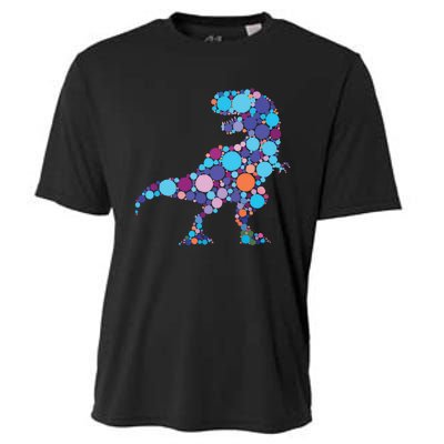 Happy Dot Day Colorful Polka Dot Dinosaur Trex Cooling Performance Crew T-Shirt