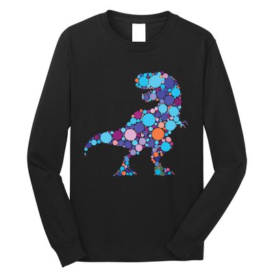 Happy Dot Day Colorful Polka Dot Dinosaur Trex Long Sleeve Shirt