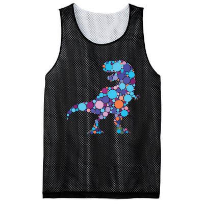 Happy Dot Day Colorful Polka Dot Dinosaur Trex Mesh Reversible Basketball Jersey Tank