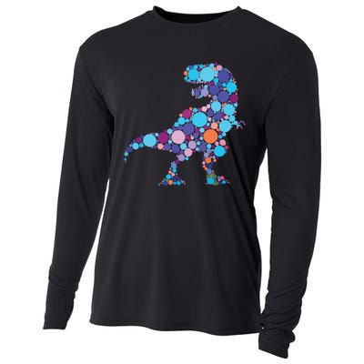 Happy Dot Day Colorful Polka Dot Dinosaur Trex Cooling Performance Long Sleeve Crew