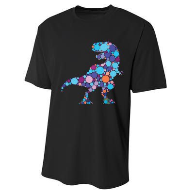 Happy Dot Day Colorful Polka Dot Dinosaur Trex Performance Sprint T-Shirt