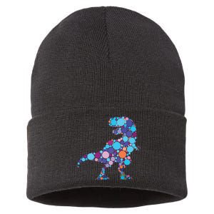 Happy Dot Day Colorful Polka Dot Dinosaur Trex Sustainable Knit Beanie