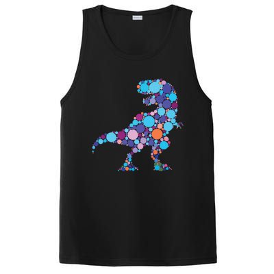 Happy Dot Day Colorful Polka Dot Dinosaur Trex PosiCharge Competitor Tank