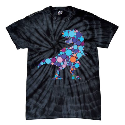 Happy Dot Day Colorful Polka Dot Dinosaur Trex Tie-Dye T-Shirt