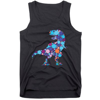 Happy Dot Day Colorful Polka Dot Dinosaur Trex Tank Top