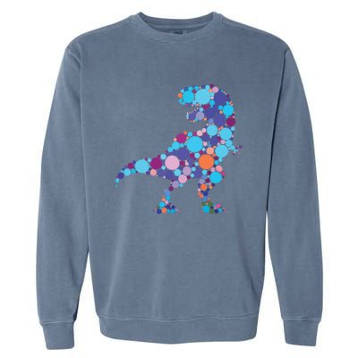 Happy Dot Day Colorful Polka Dot Dinosaur Trex Garment-Dyed Sweatshirt