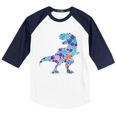 Happy Dot Day Colorful Polka Dot Dinosaur Trex Baseball Sleeve Shirt