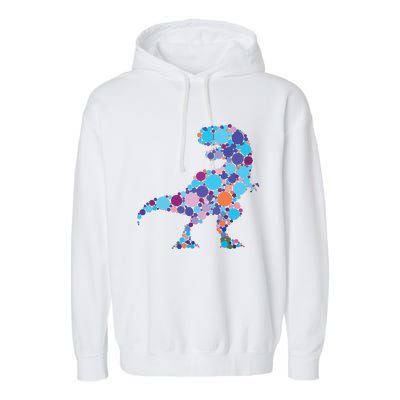 Happy Dot Day Colorful Polka Dot Dinosaur Trex Garment-Dyed Fleece Hoodie