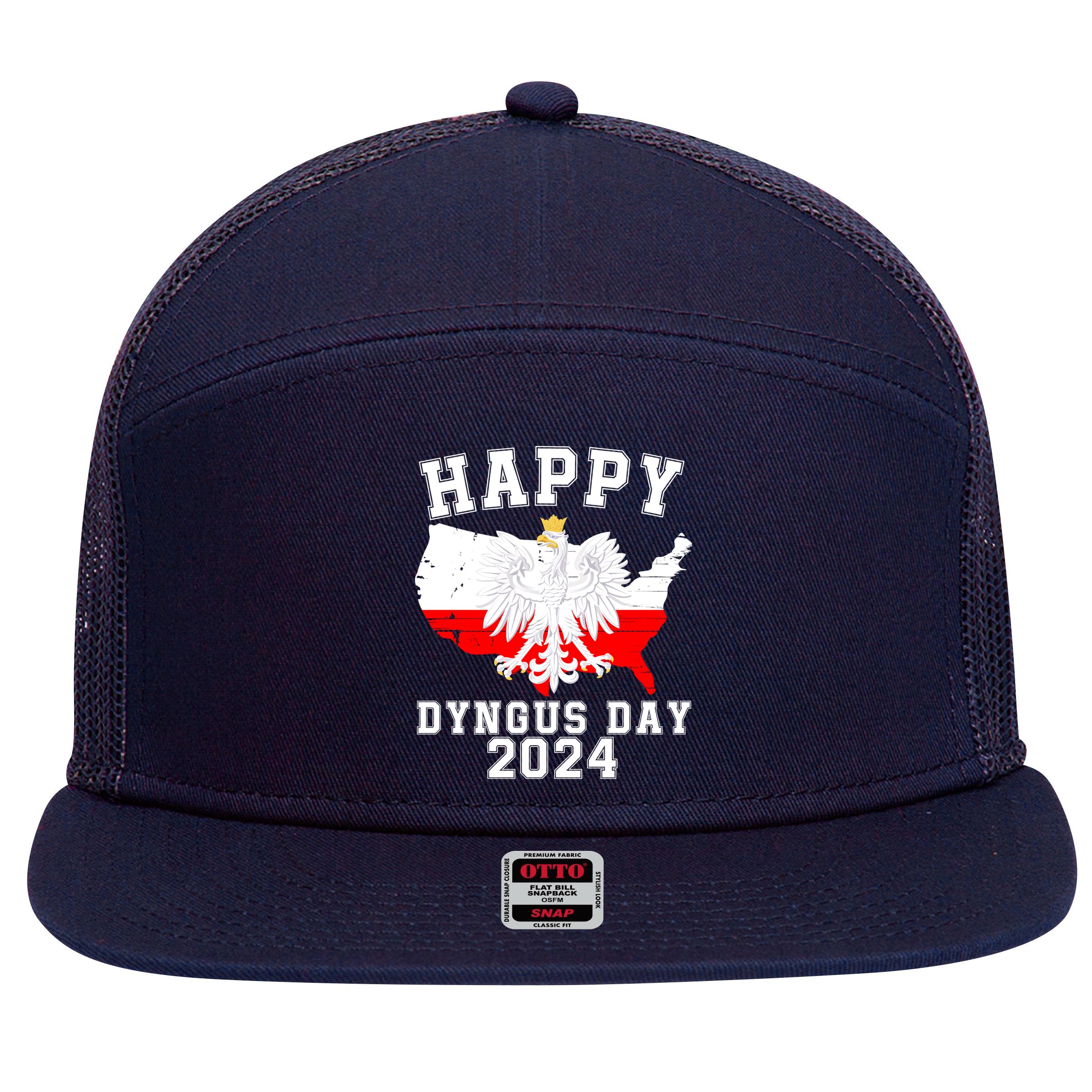 Happy Dyngus Day 2024 Polska Polish White Eagle Dyngus Day Polish Eagle 7 Panel Mesh Trucker Snapback Hat
