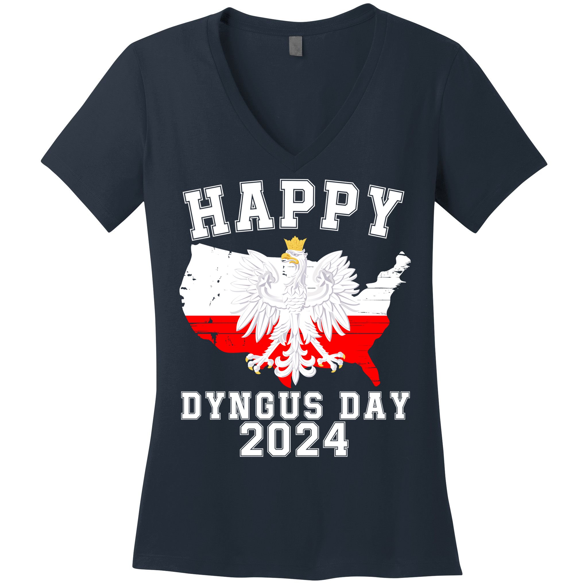 Happy Dyngus Day 2024 Polska Polish White Eagle Dyngus Day Polish Eagle Women's V-Neck T-Shirt