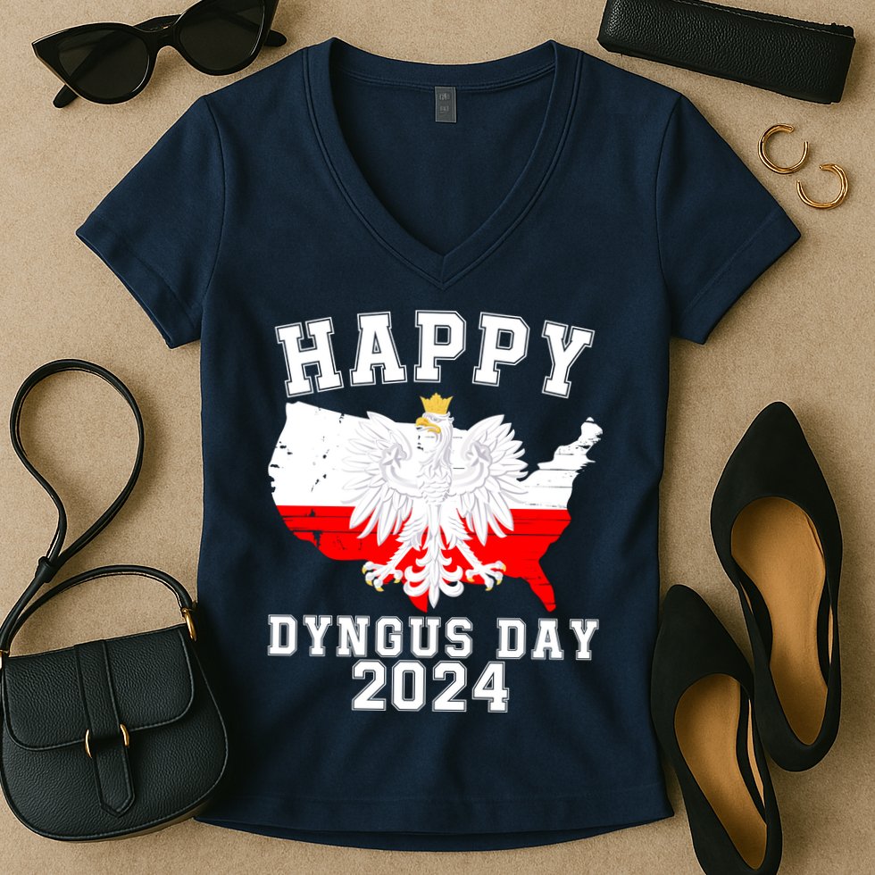 Happy Dyngus Day 2024 Polska Polish White Eagle Dyngus Day Polish Eagle Women's V-Neck T-Shirt