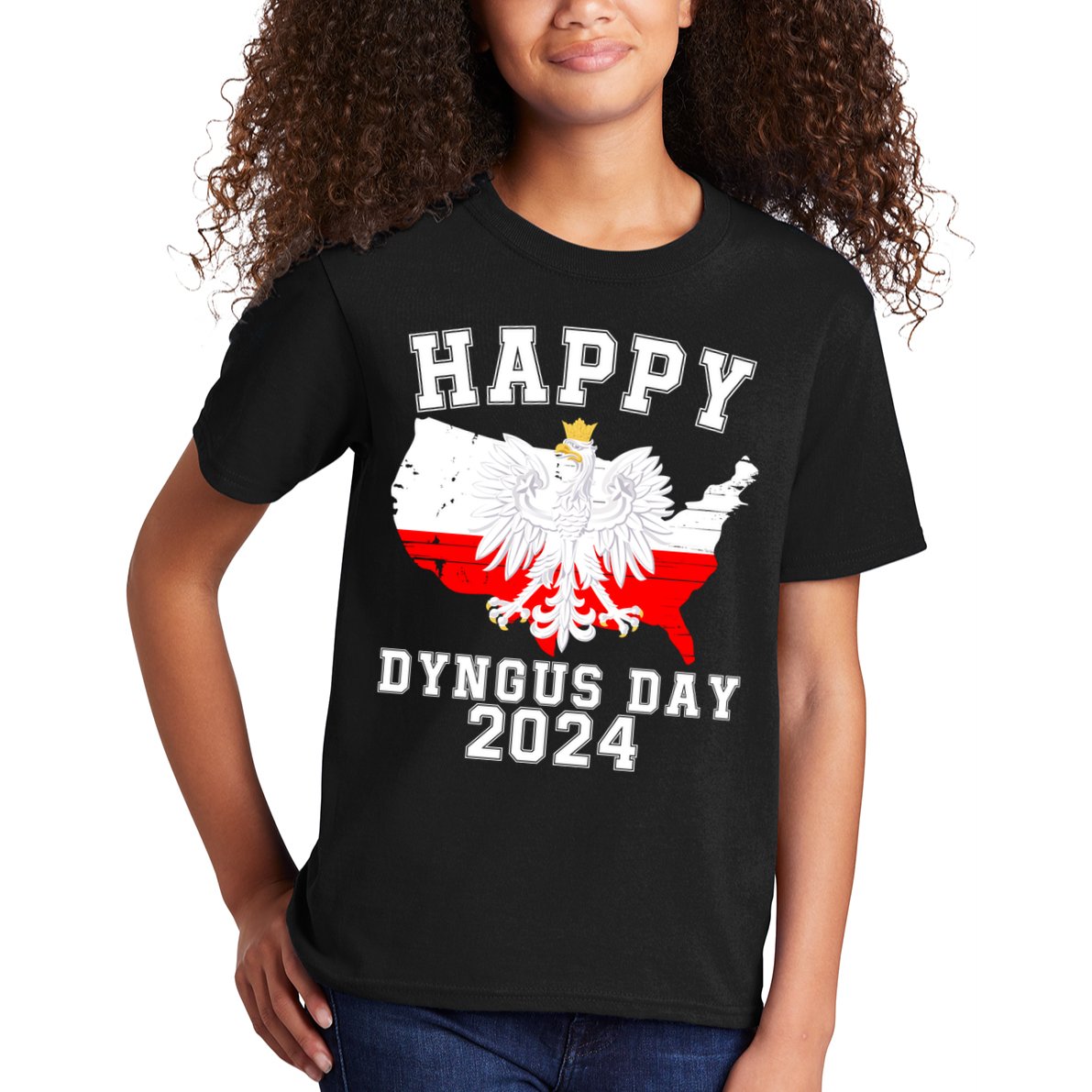Happy Dyngus Day 2024 Polska Polish White Eagle Dyngus Day Polish Eagle Kids T-Shirt