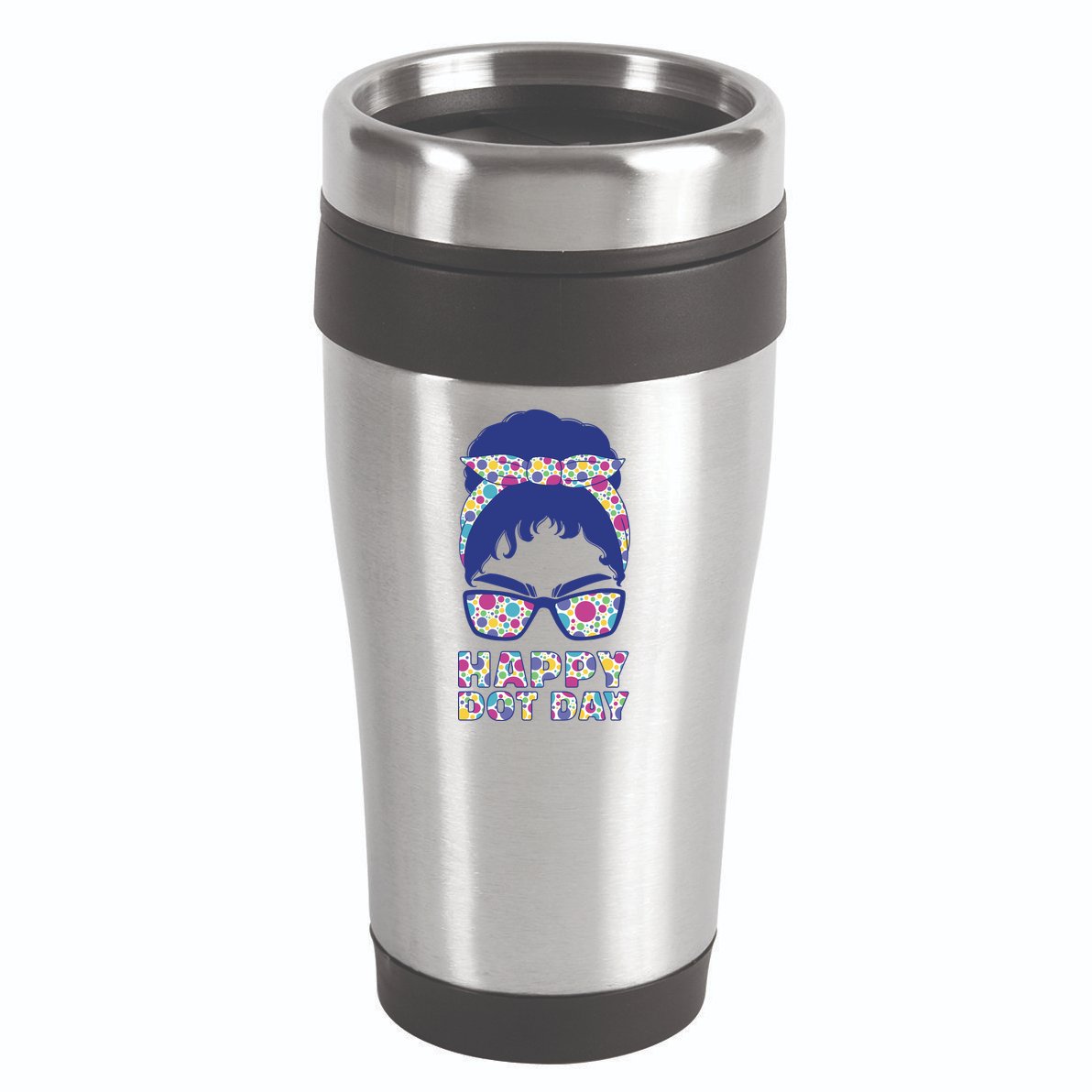 Happy Dot Day Messy Bun 16oz Travel Tumbler