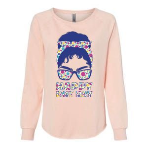 Happy Dot Day Messy Bun Womens California Wash Sweatshirt