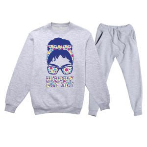 Happy Dot Day Messy Bun Premium Crewneck Sweatsuit Set