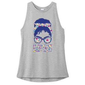 Happy Dot Day Messy Bun Ladies PosiCharge Tri-Blend Wicking Tank