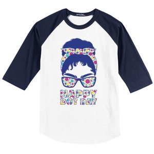 Happy Dot Day Messy Bun Baseball Sleeve Shirt