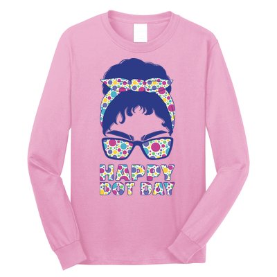 Happy Dot Day Messy Bun Long Sleeve Shirt