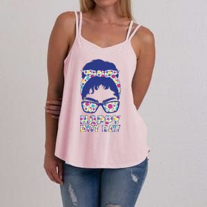 Happy Dot Day Messy Bun Women's Strappy Tank