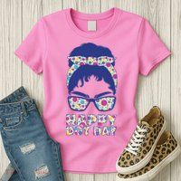Happy Dot Day Messy Bun Womens T-Shirt