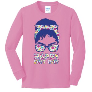 Happy Dot Day Messy Bun Kids Long Sleeve Shirt