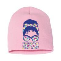 Happy Dot Day Messy Bun Short Acrylic Beanie