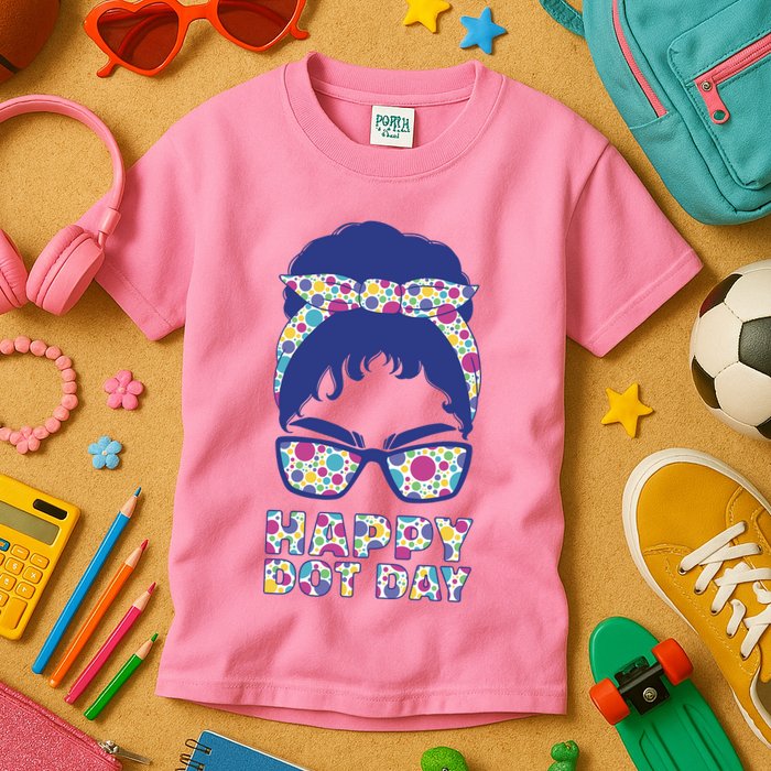Happy Dot Day Messy Bun Kids T-Shirt