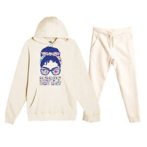 Happy Dot Day Messy Bun Premium Hooded Sweatsuit Set