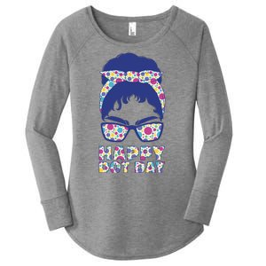 Happy Dot Day Messy Bun Women's Perfect Tri Tunic Long Sleeve Shirt