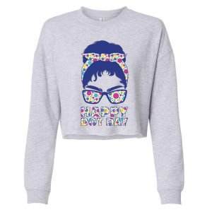 Happy Dot Day Messy Bun Cropped Pullover Crew