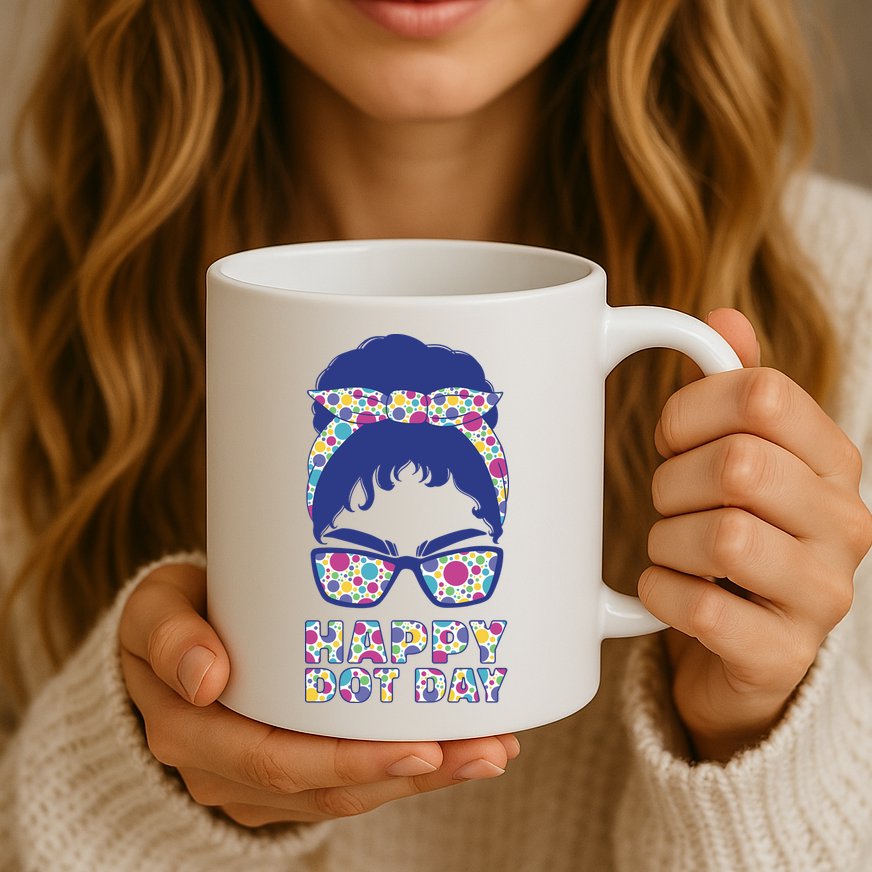 Happy Dot Day Messy Bun Mug