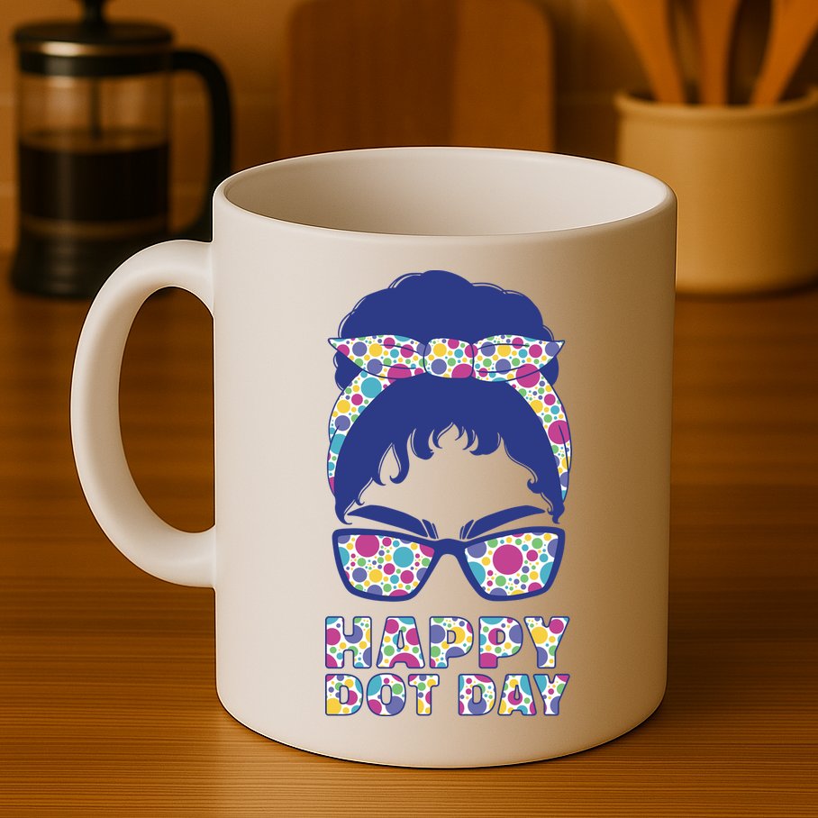 Happy Dot Day Messy Bun Mug