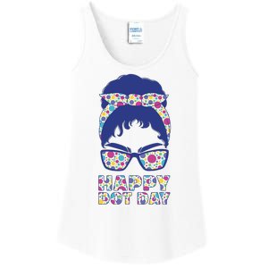 Happy Dot Day Messy Bun Ladies Essential Tank