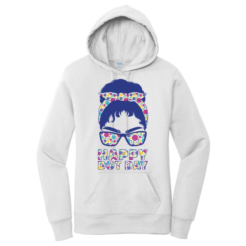 Happy Dot Day Messy Bun Women's Pullover Hoodie