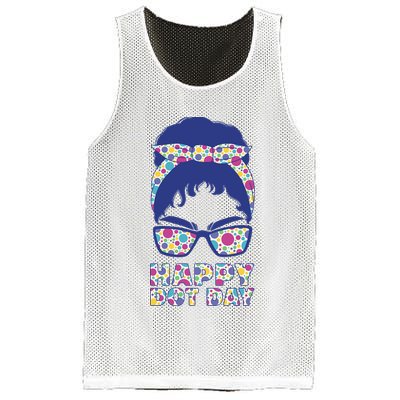 Happy Dot Day Messy Bun Mesh Reversible Basketball Jersey Tank